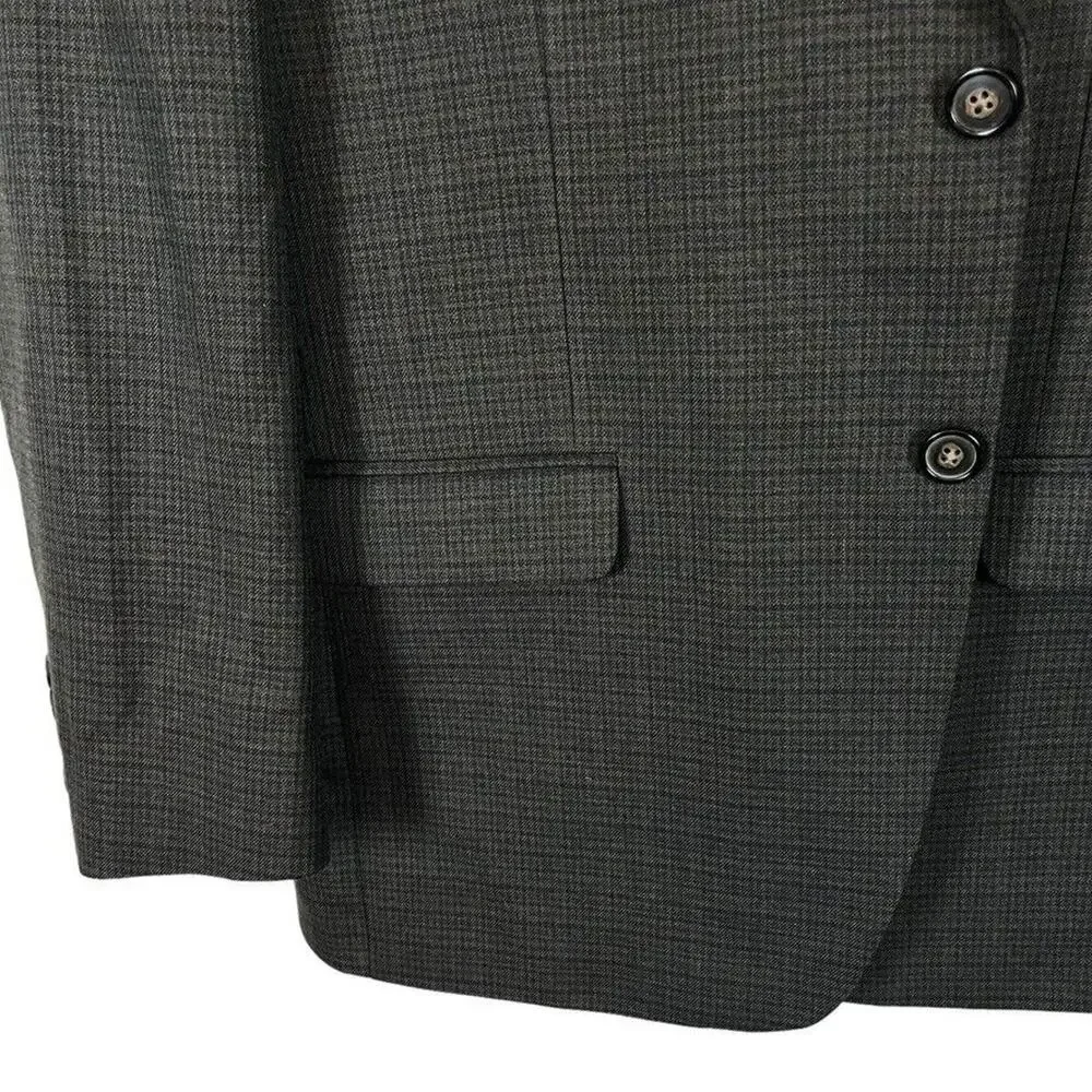Chaps Mens Brown Plaid Suit Jacket Blazer Sport Coat 2 Button Business 42R